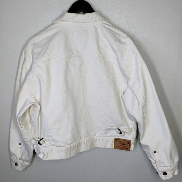 Vintage‎ Polo Ralph Lauren Denim Trucker Jacket White Medium Oversized Boxy - Picture 6 of 12